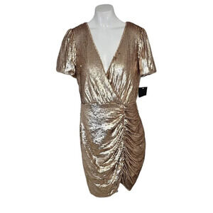 Aidan by Aidan Mattox Metallic Gold Ruched Mini Dress